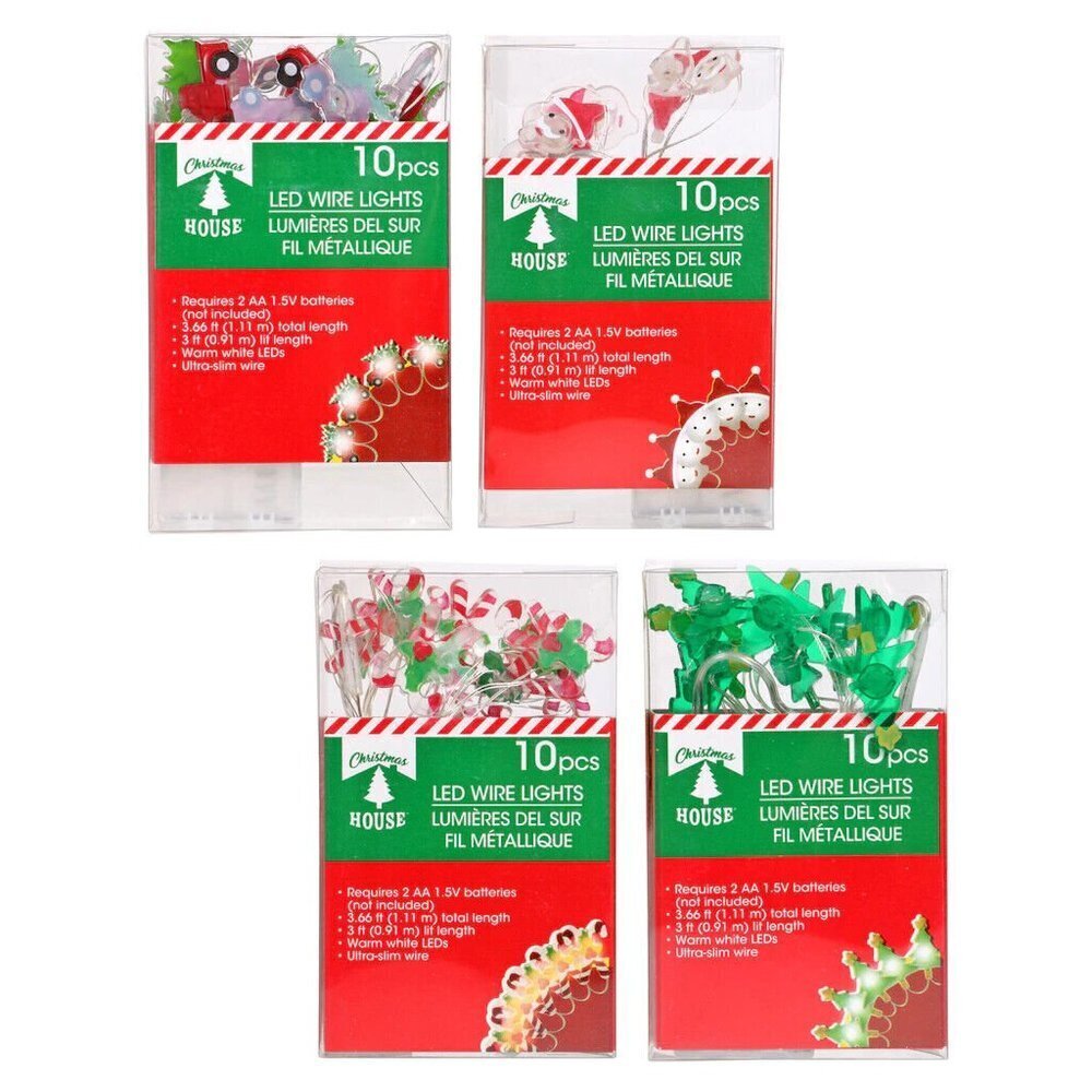 Bundle of 4 Christmas string lights Santa, Candy cane, Red truck, Trees new